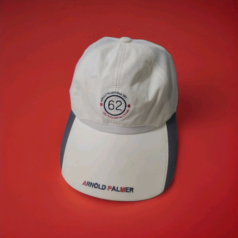 Arnold Palmer Golf Hat 62 Patch White Mesh Adjustable Strapback Vintage RARE!